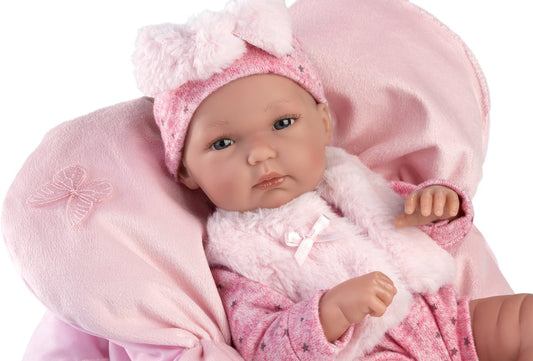 Papusa Llorens, Bimba, cu salteluta tip floare, 35 cm