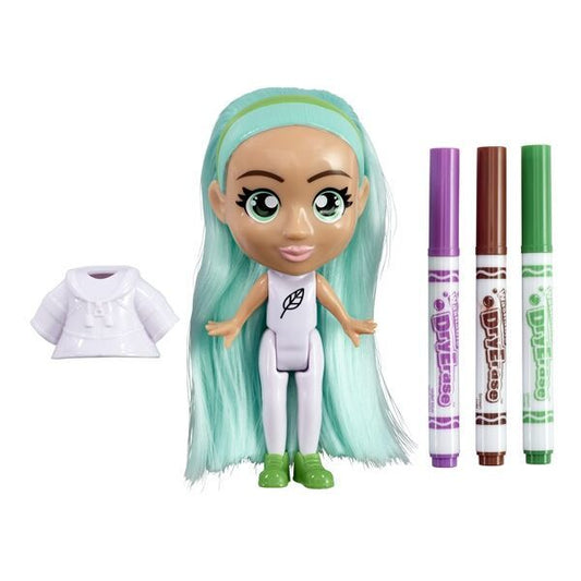 Set Papusa lavabila Crayola Color'n Style ,Jade