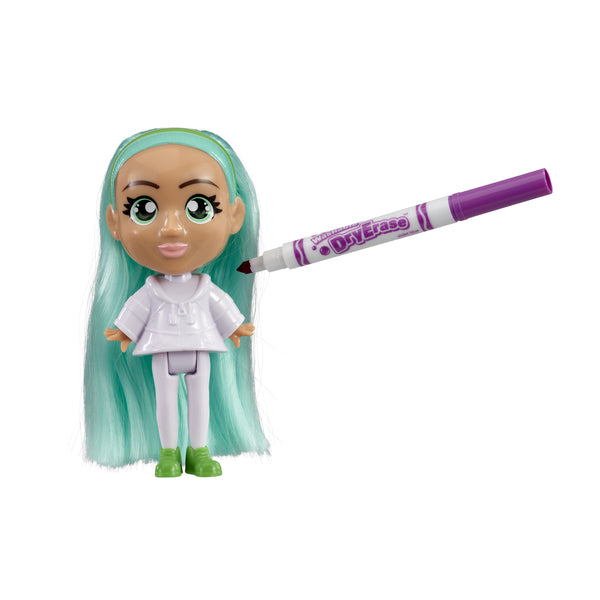 Set Papusa lavabila Crayola Color'n Style ,Jade