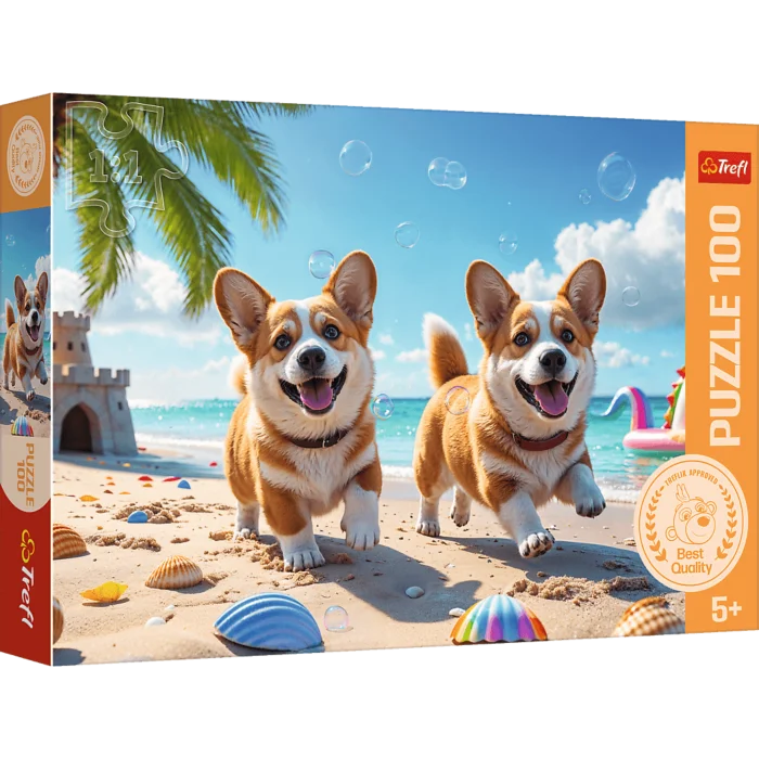 Puzzle 100 piese - Catelusii Corgi