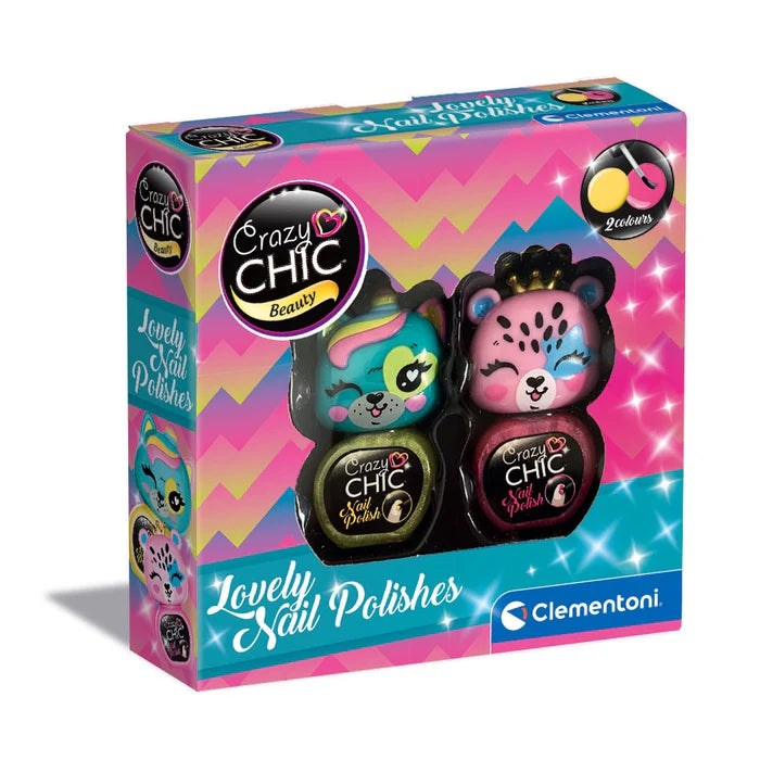 Crazy Chic - Set 2 Lacuri De Unghii Cu Animalute (Verde+Roz)