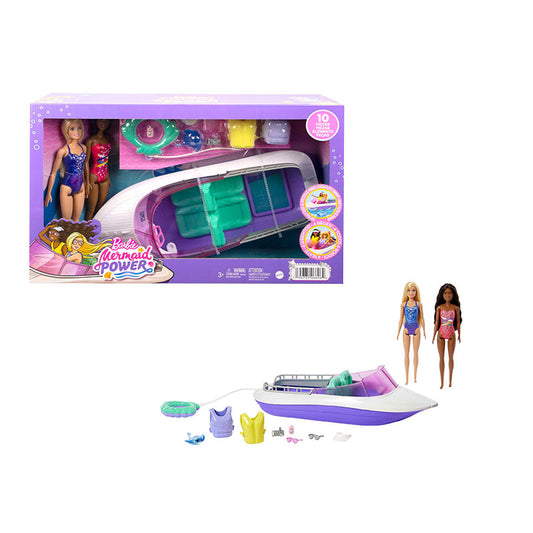 Barbie, Mermaid Power, set de joaca cu 2 papusi, barca si accesorii