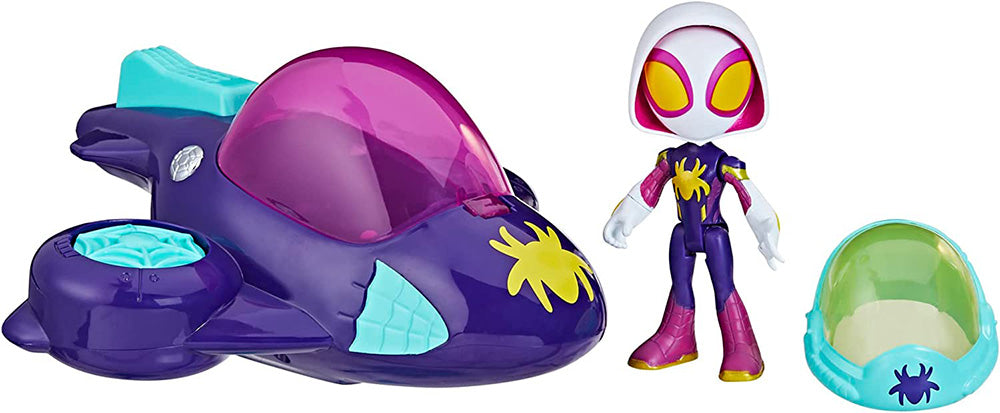 Set masinuta si figurina Ghost Spider with Glide Spinner