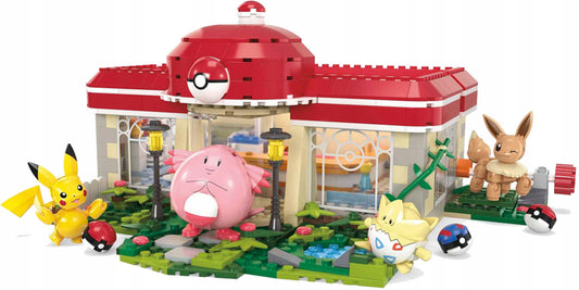 Set de constructie cu 4 figurine Mega Bloks, Pokemon Fun Center, Multicolor, 648 piese