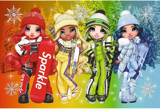 Puzzle 60 piese - Papusile Rainbow High la schi si snowboard