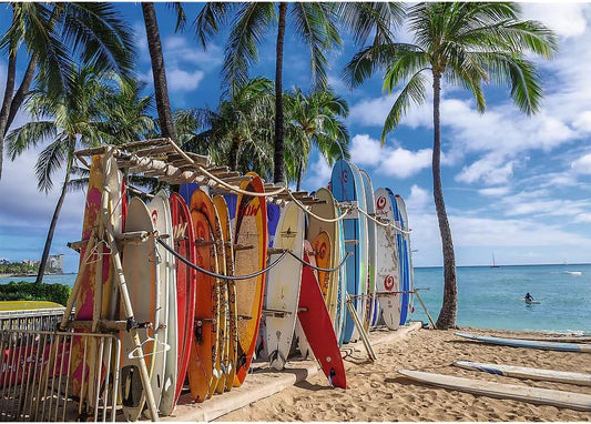 Puzzle 1000 piese - Plaja Waikiki, Hawaii