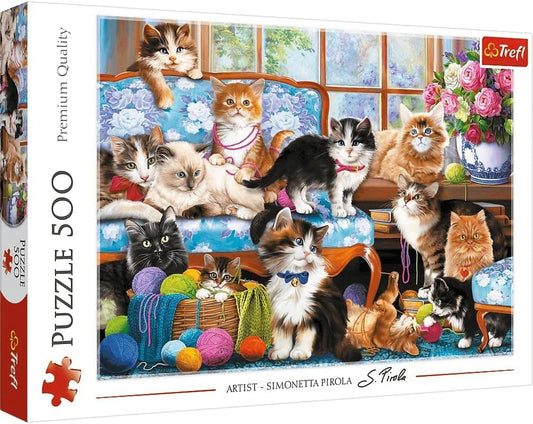 Puzzle 500 piese - Familia de pisici