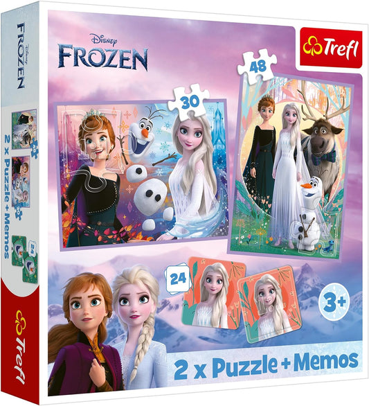 Puzzle 2x (30+48) + Memos (24) - Printesele Frozen in tara lor