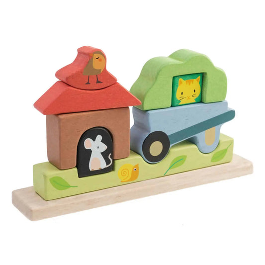 Puzzle magnetic Gradina, din lemn premium - Garden Magnetic Puzzle 3D - 9 piese