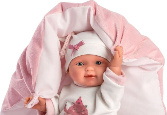 Papusa Llorens Bebita cu imbracaminte si salteluta roz - 26 cm