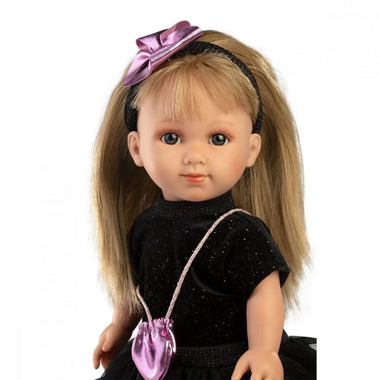 Papusa Llorens, Elena, cu rochita neagra, 35 cm