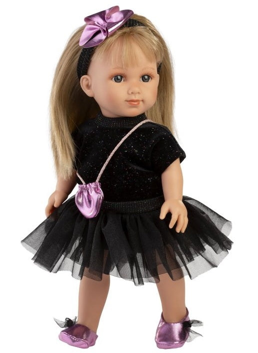 Papusa Llorens, Elena, cu rochita neagra, 35 cm