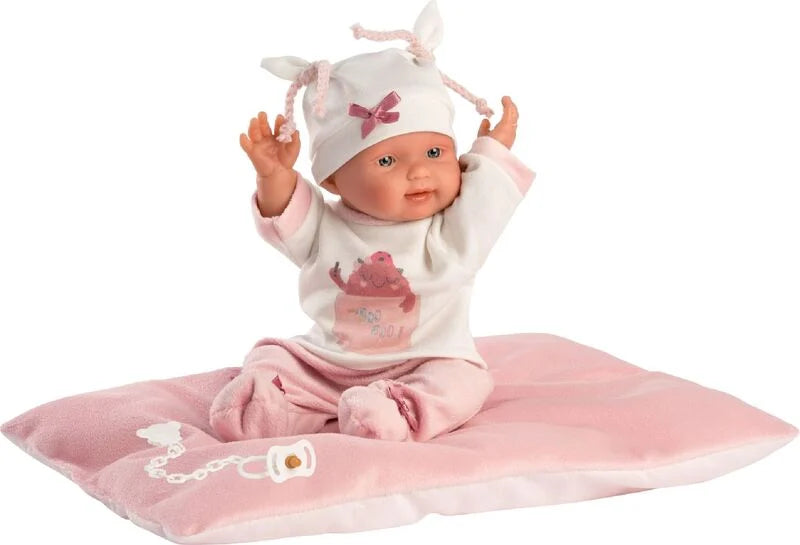 Papusa Llorens Bebita cu imbracaminte si salteluta roz - 26 cm