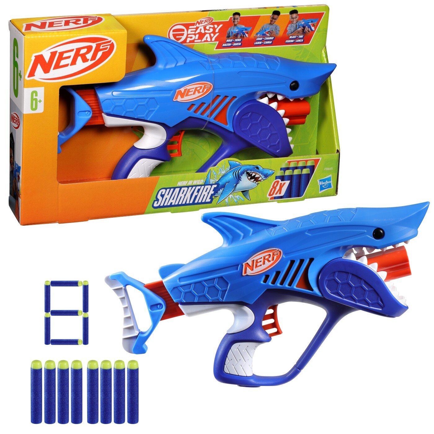 Nerf Blaster Junior Wild Sharkfire, Cu 8 sageti