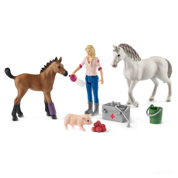 Set de joaca Schleich - Veterinarul viziteaza Iapa si Manzul , SL42486