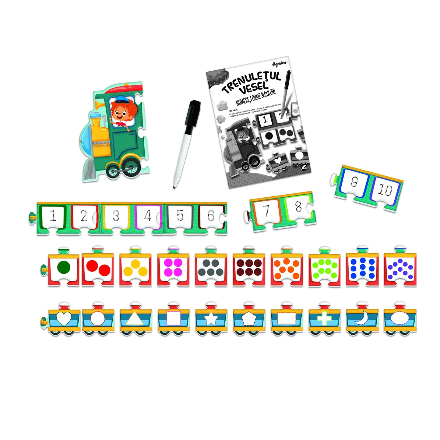 Joc Clementoni Agerino, Trenuletul vesel - Numere, forme & culori