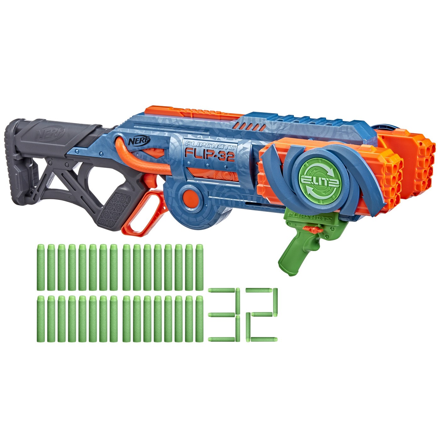 Pistol Nerf dizain unic cu gloante incluse, multicolor , 81x7x33 cm