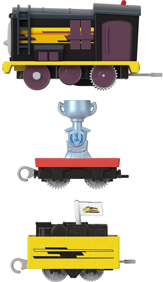Locomotiva motorizata Deliver the Win Diesel cu doua vagoane Thomas si Prietenii Track Master, 29.4 cm