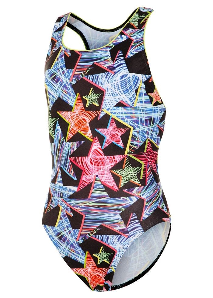 Costum inot Maru Supernova Pacer Rave Back, de antrenament sau agrement, marimea 116 cm, multicolor
