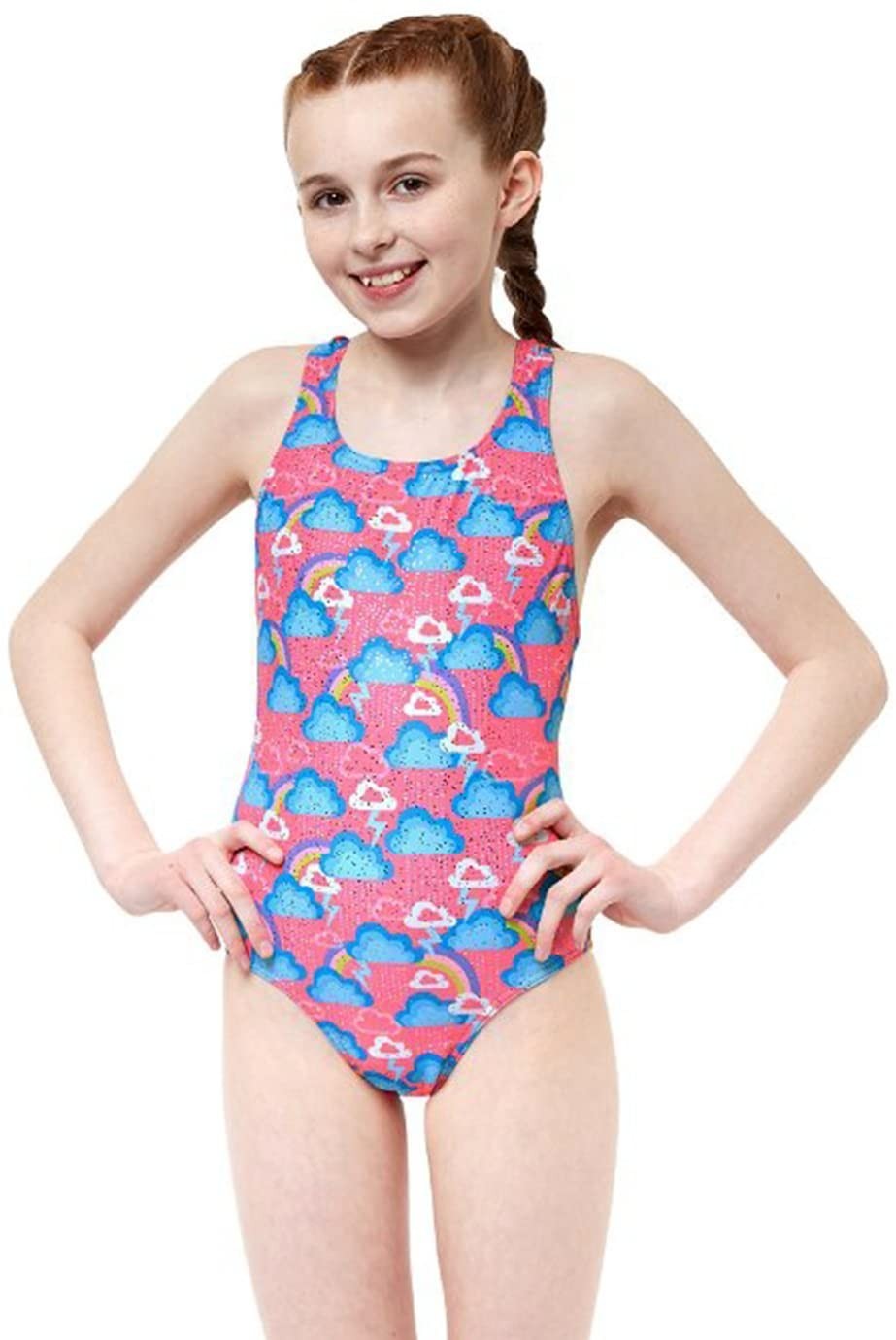 Costum inot Maru Cloudburst Rave Back, de antrenament sau agrement, marimea 164 cm, multicolor