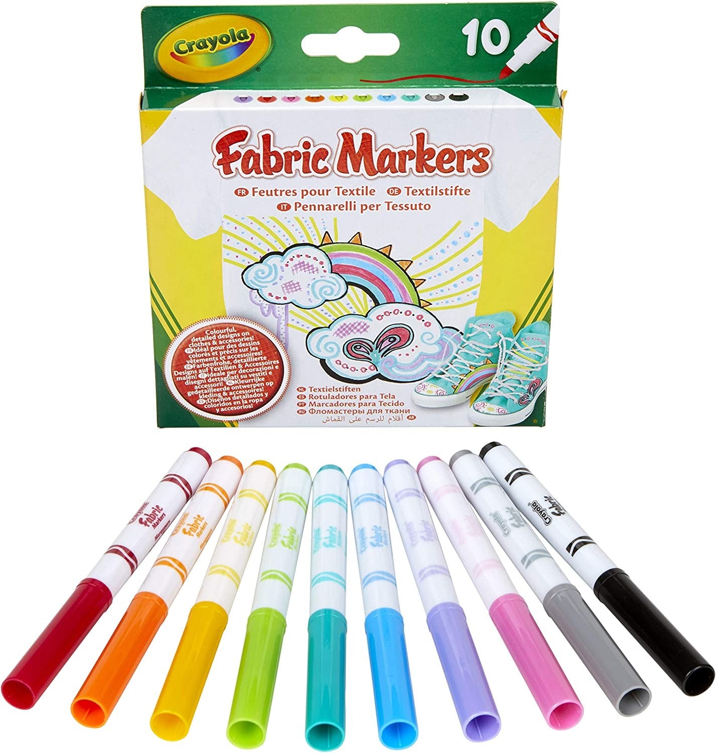 Set 10 markere Crayola pentru colorat pe materiale textile