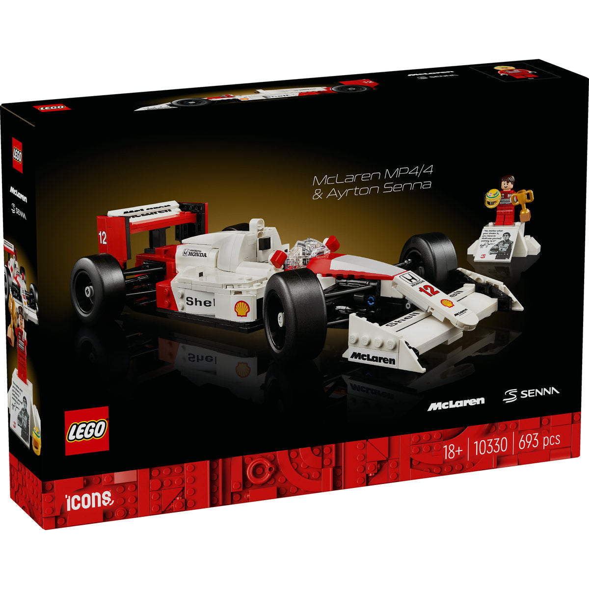 LEGO® Icons Creator Expert - McLaren MP4/4 si Ayrton Senna 10330, 693 piese