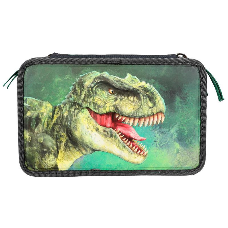 Penar Dino World triplu echipat 3D, verde inchis, 13 x 7.5 x 20 cm