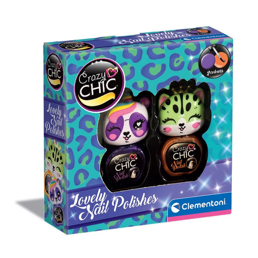 Crazy Chic - Set 2 Lacuri De Unghii Cu Animalute (Mov+Ruginiu)