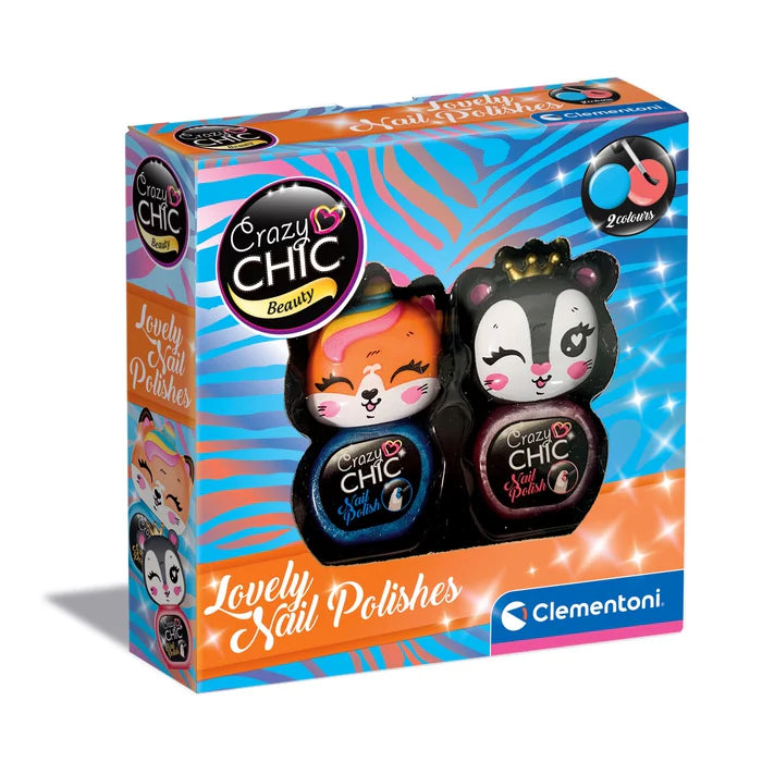 Crazy Chic - Set 2 Lacuri De Unghii Cu Animalute (Albastru+Roz)