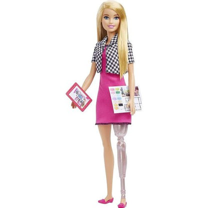 Papusa Barbie Interior Designer cu proteza de picior, 30 cm