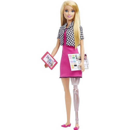 Papusa Barbie Interior Designer cu proteza de picior, 30 cm