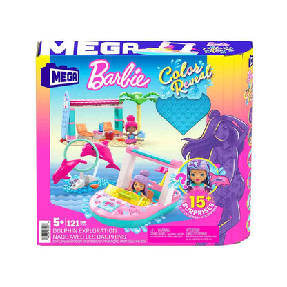 Set de constructie, Mega Blocks, Barbie Color Reveal, Dolphin Exploration, 121 buc.