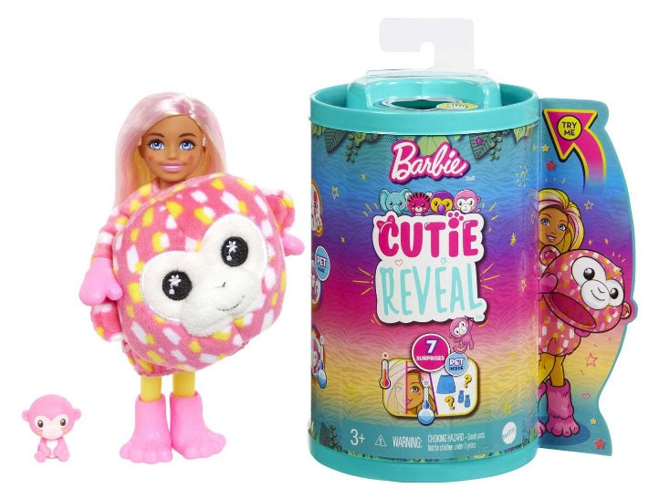 Papusa Surpriza Chelsea Cutie Reveal, seria 4, Maimutica