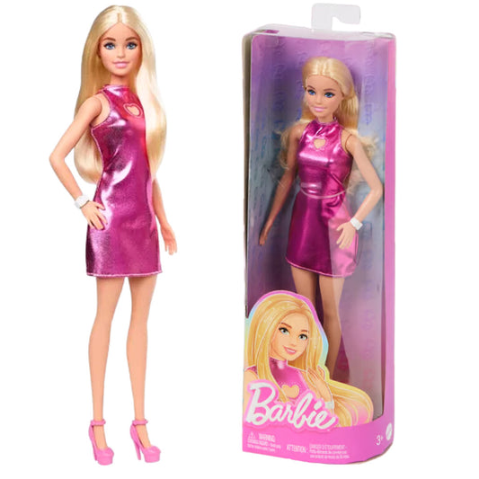 Barbie Fashionistas Papusa in rochie roz cu inimioara