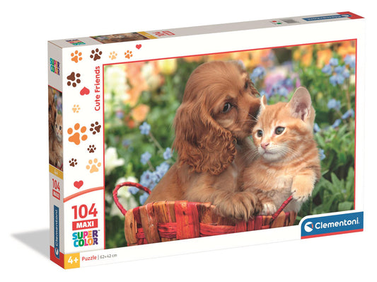 Puzzle 104 Maxi - Cute Friends - Pisica si Catel