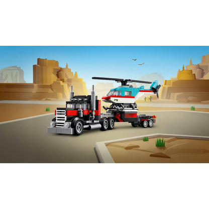 LEGO® Creator 3 in 1 - Camioneta-platforma cu elicopter 31146, 270 piese