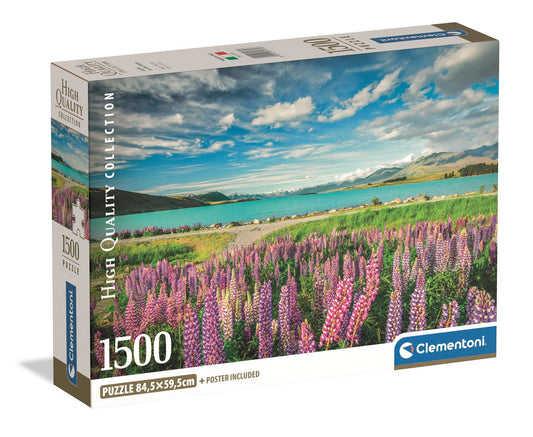 Puzzle Compact 1500 Piese - Lupins At Lake Tekapo