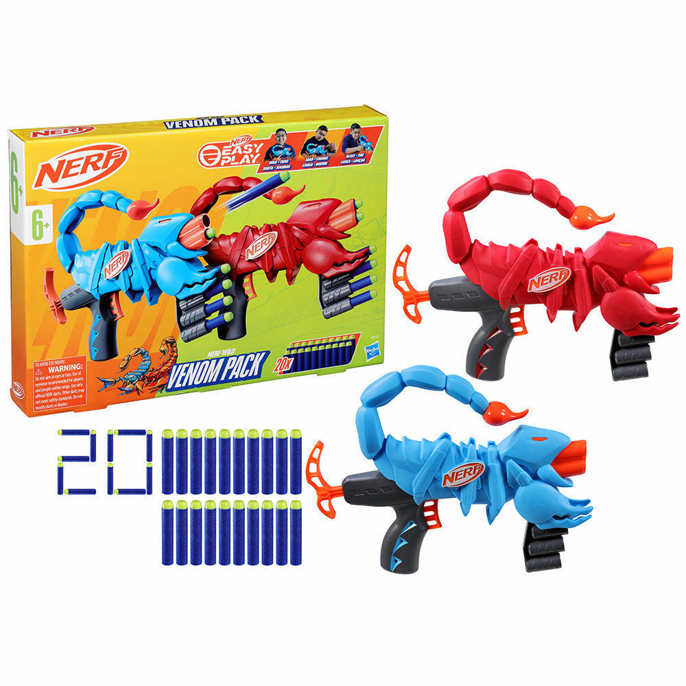 Set 2 pistoale Nerf Wild Venom, 20 sageti