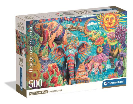 Puzzle Compact 500 Piese - Elephant's Carnival
