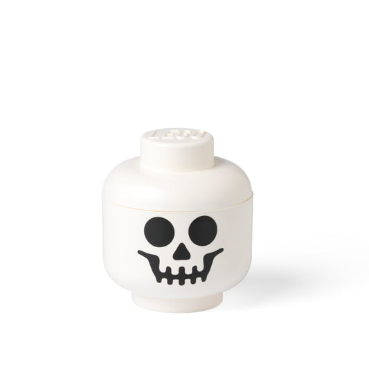 Cutie Depozitare Mica (S) Cap Minifigurina LEGO (16x18,5cm) - Schelet Alb