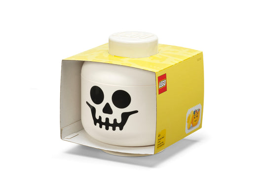 Cutie Depozitare Mare (L) Cap Minifigurina LEGO (24x27,1cm) - Schelet Alb