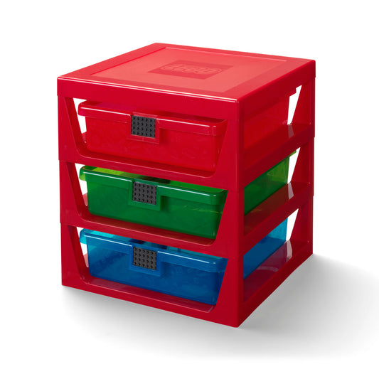 Masuta LEGO cu 3 sertare de depozitare - Rosu