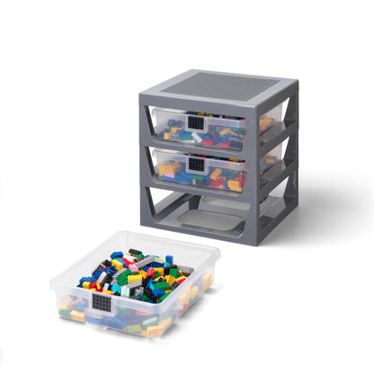 Masuta LEGO cu 3 sertare de depozitare - Gri