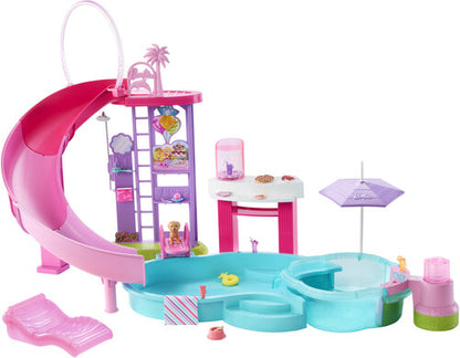 Barbie Dream Pool, 6 zone de joac?, piscina cu tobogan, jacuzzi