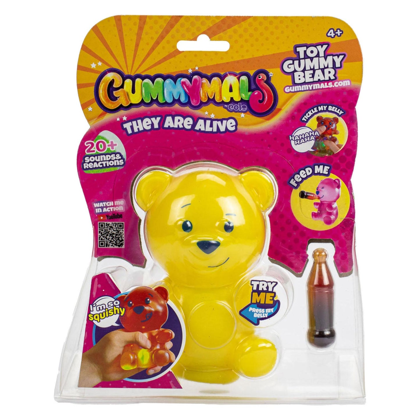 Ursulet interactiv Gummymals Galben, 12 cm