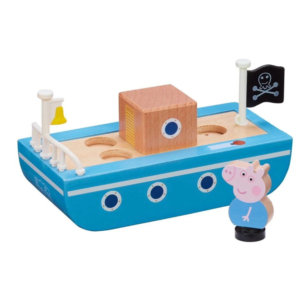 Peppa Pig Figurina cu barca din lemn