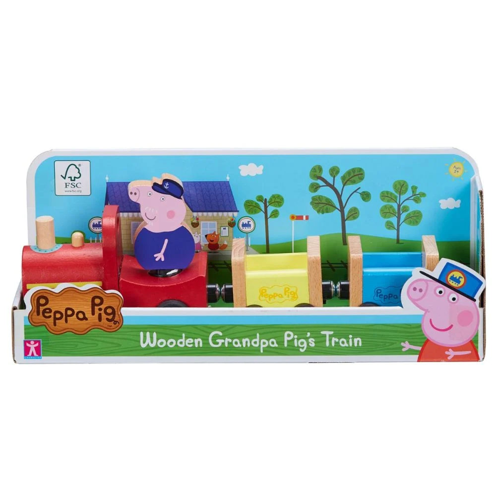 Peppa Pig Trenulet din lemn cu figurina Peppa