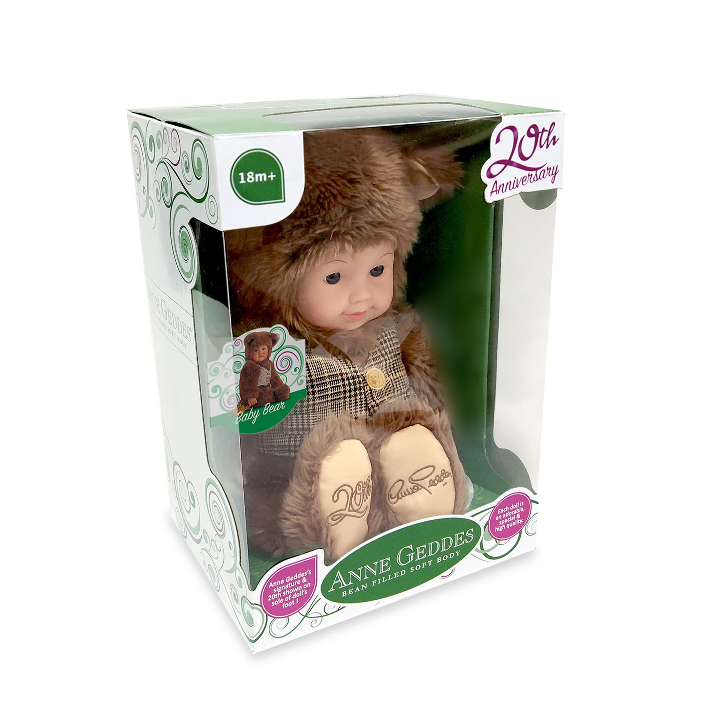 Papusa Anne Geddes - Pui de ursulet 30 cm - maro cu vestuta