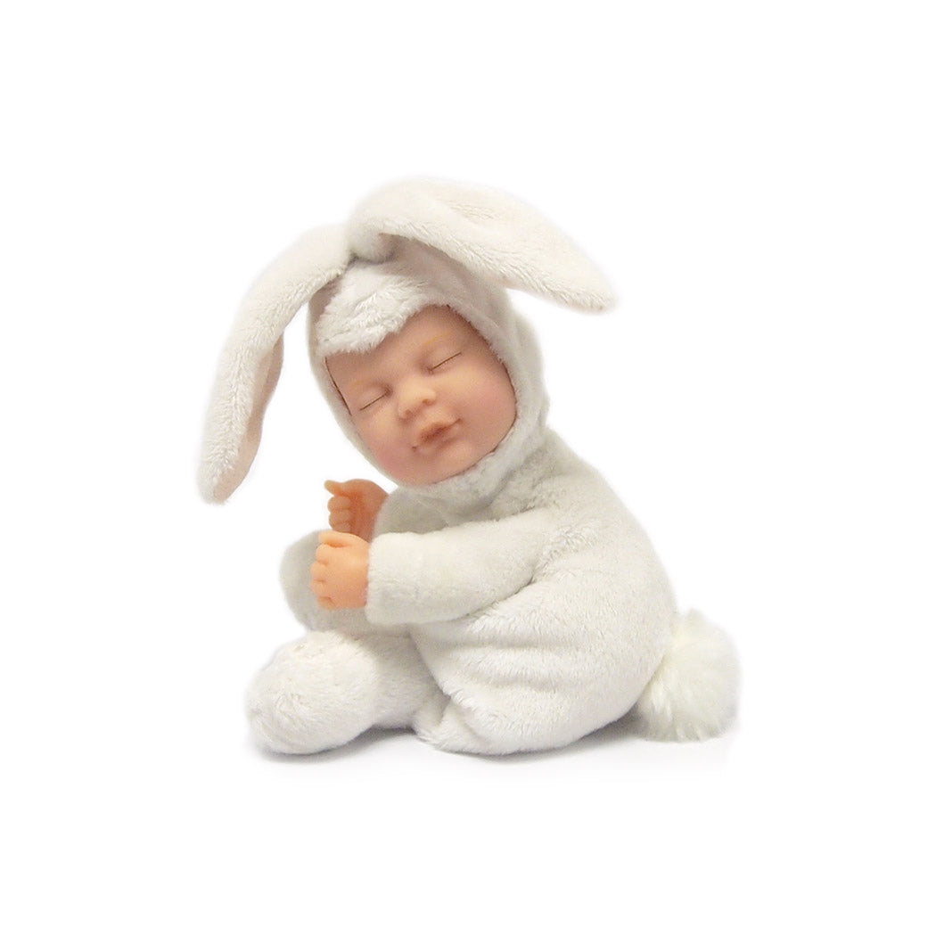 Papusa Anne Geddes - Pui de iepuras 23 cm - alb