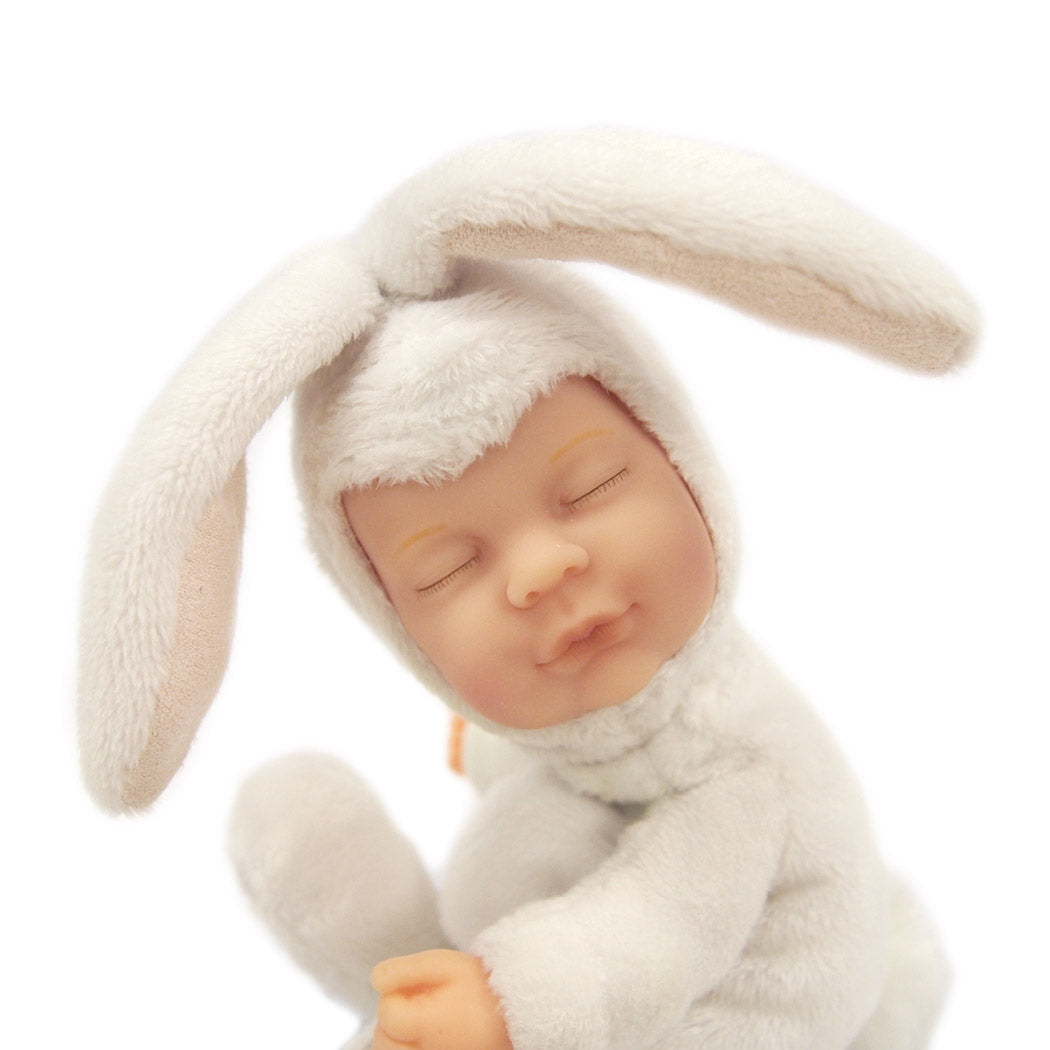 Papusa Anne Geddes - Pui de iepuras 23 cm - alb